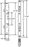 11-3/4" Sliding Door Multi-Point Mortise Lock, No Anti-Slam Pin w/ 11" Hole Spacing  (DL-883)