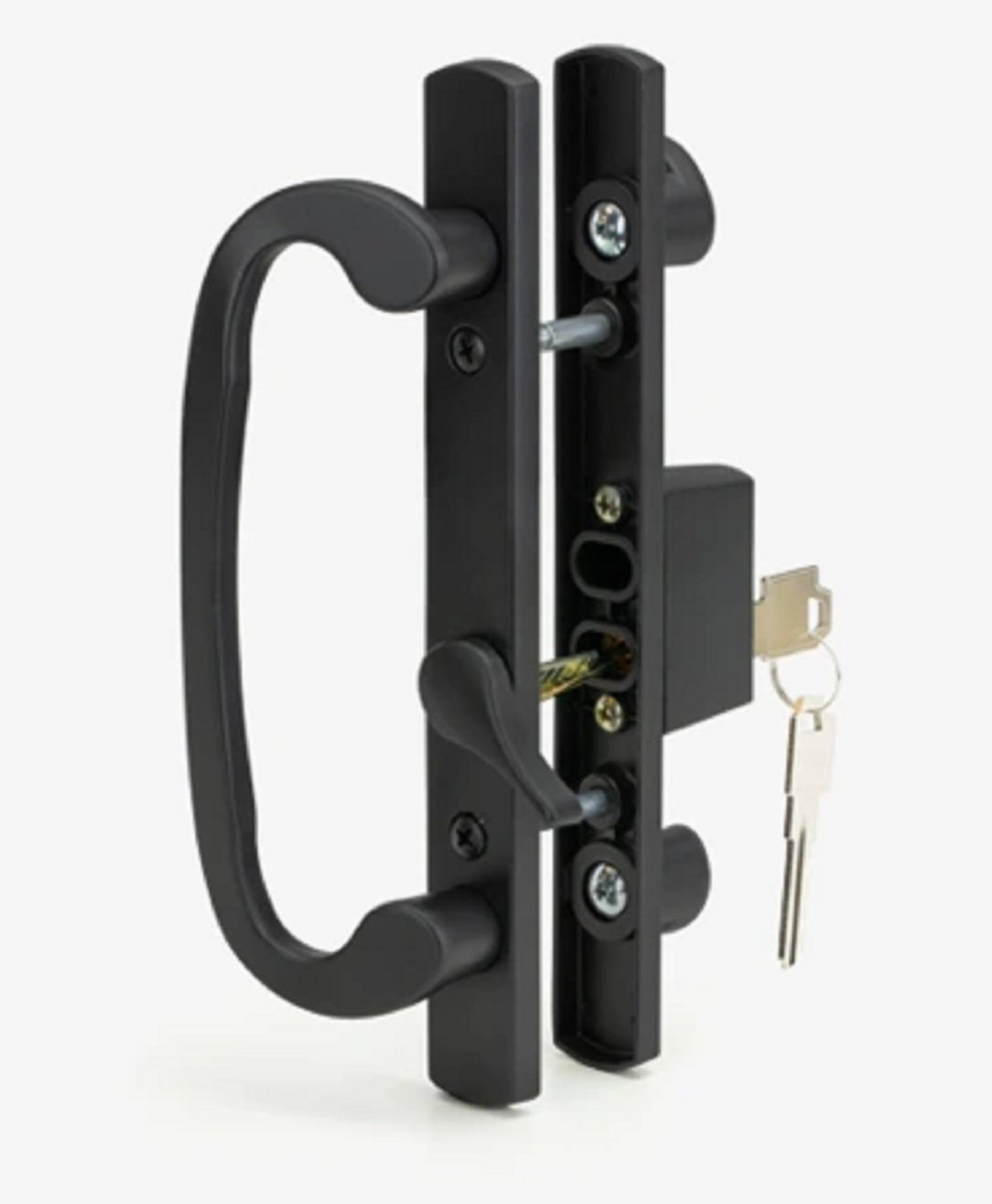 Sliding Door Handle Set, Sash Controls 2265, Keyed Lock, Mortise Type, Fits 3-15/16" Screw Holes, Offset Latch - Garage and Sliding Door Hardware