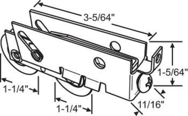 P.E. Tandem Roller Assembly for Sliding Glass Doors | Roller Replacement for Patio Glass Door Repair | Fix and Repair Sliding Door Roller Wheels (DR-269) - Garage and Sliding Door Hardware