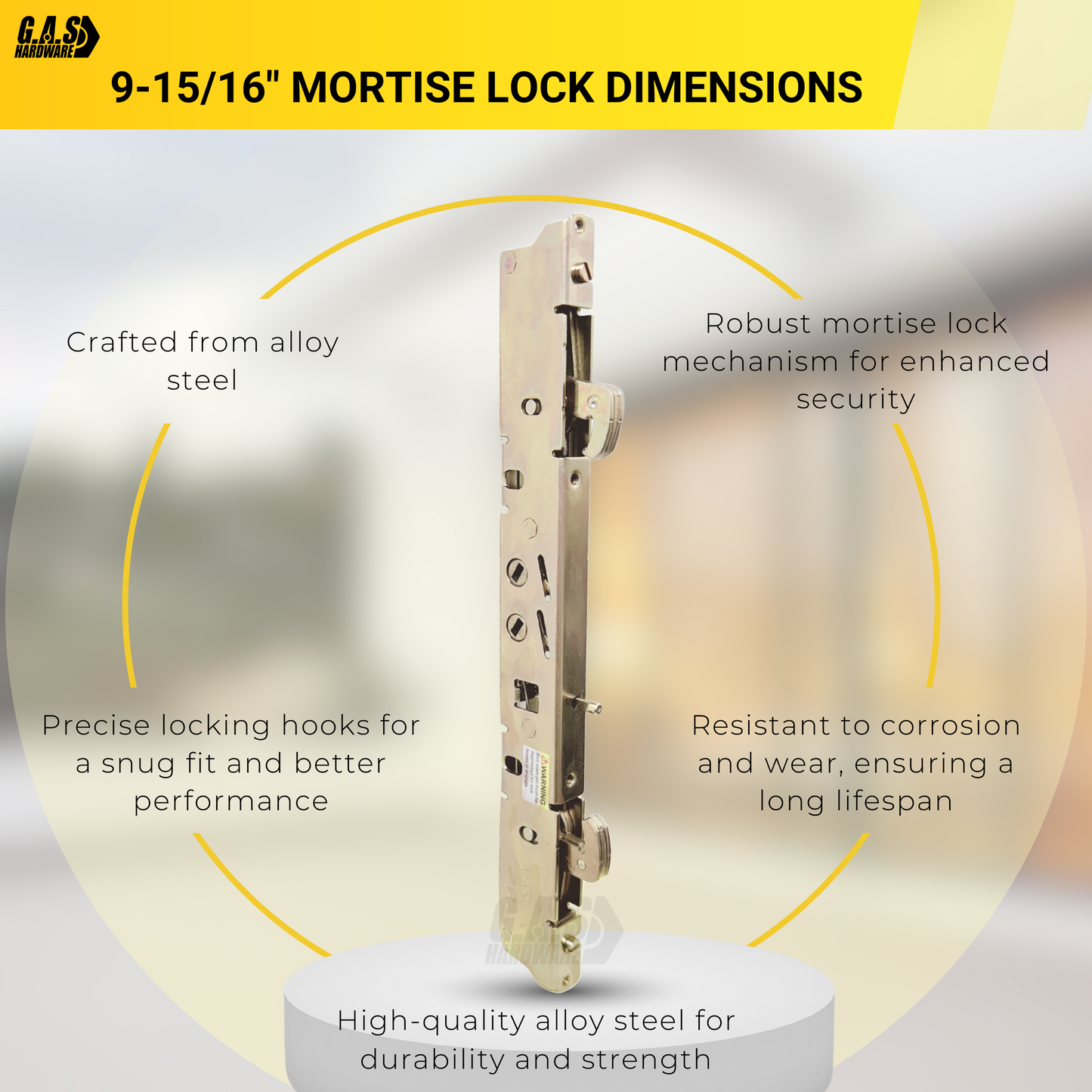 Amesbury Truth Dual Point 9-15/16" Mortise Lock (No FacePlate) with Anti-Slam Pin for Sliding Patio Glass Door Locking Mechanism Replacement- Alloy Steel - Garage and Sliding Door Hardware