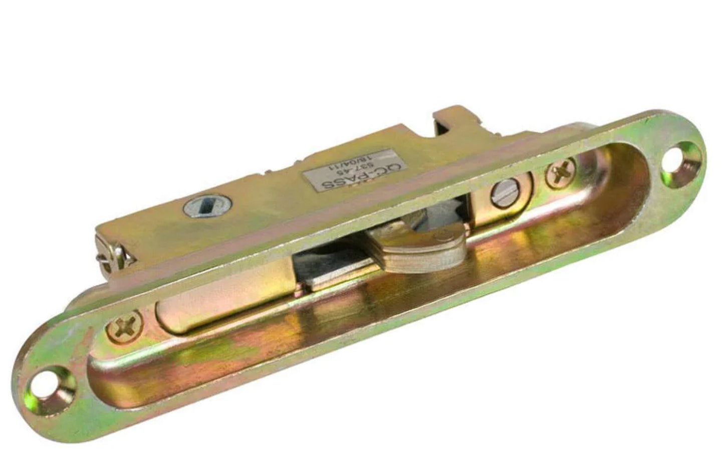 Sliding Door Mortise Lock and Trim Plate Keeper | 1" Wide With 5-1/4" Screw Holes With 45 Degree Keyway | Mortise Lock Latch Replacement Patio Glass Screen Door (DL-702) - Garage and Sliding Door Hardware