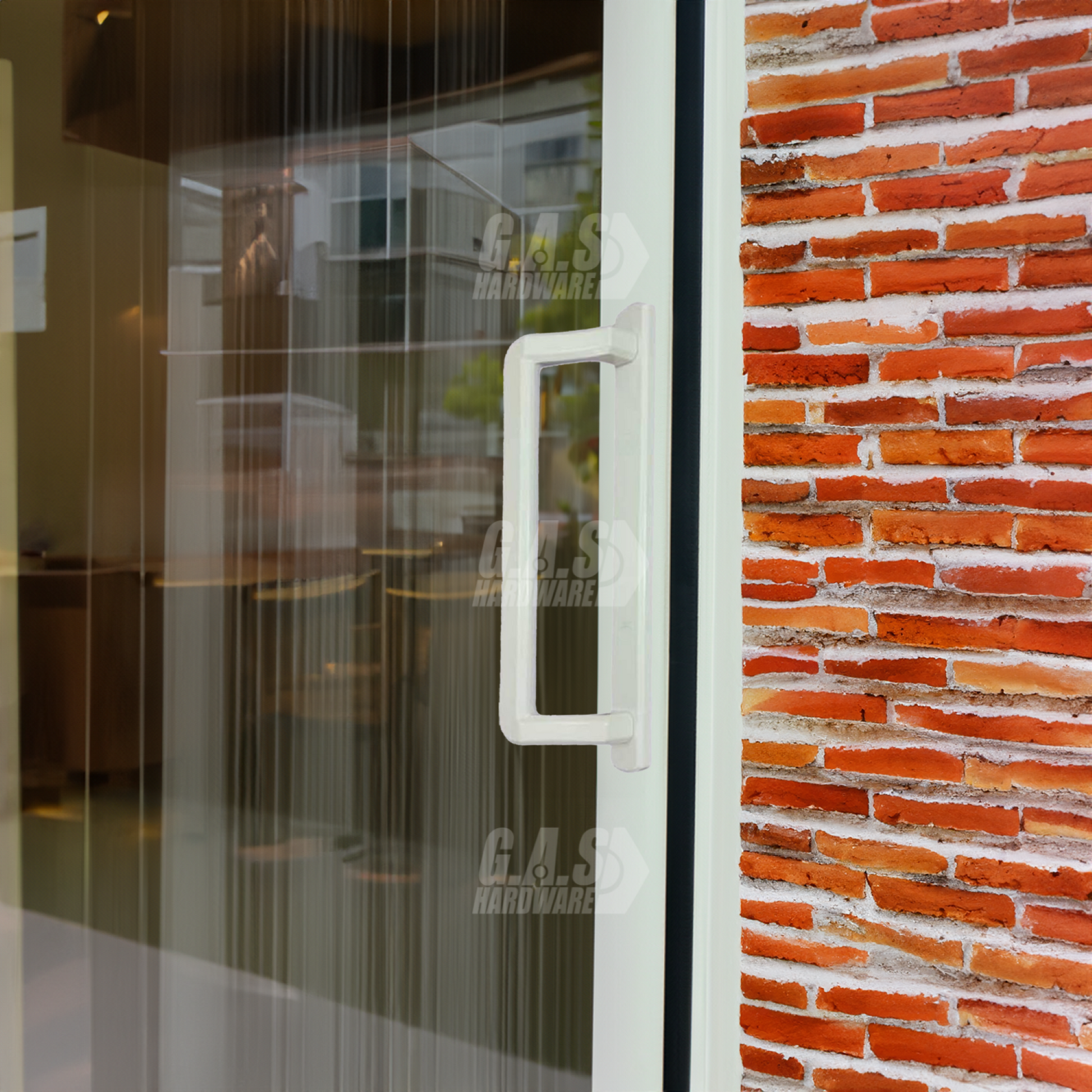 PGT 10" White Sliding Door Handle Set Kit with Thumb Latch Lever, and Screws Interior or Exterior Replacement Patio Door Handle with 3-7/8" Hole Spacing - Garage and Sliding Door Hardware