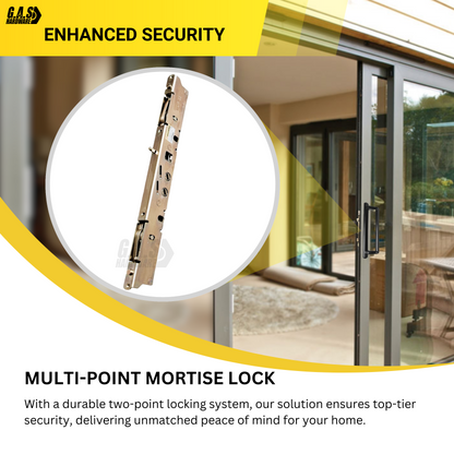 Amesbury Truth Dual Point 9-15/16" Mortise Lock (No FacePlate) with Anti-Slam Pin for Sliding Patio Glass Door Locking Mechanism Replacement- Alloy Steel - Garage and Sliding Door Hardware