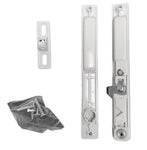 Sliding Glass Patio Door Lock Handle Set, Non-Keyed, Flush Mount, With Nite Lock,"C" Cam, and Keeper, White, 6-9/16" Screw Hole | Sliding Door Handle Replacement Hardware Repairs (DL-504)