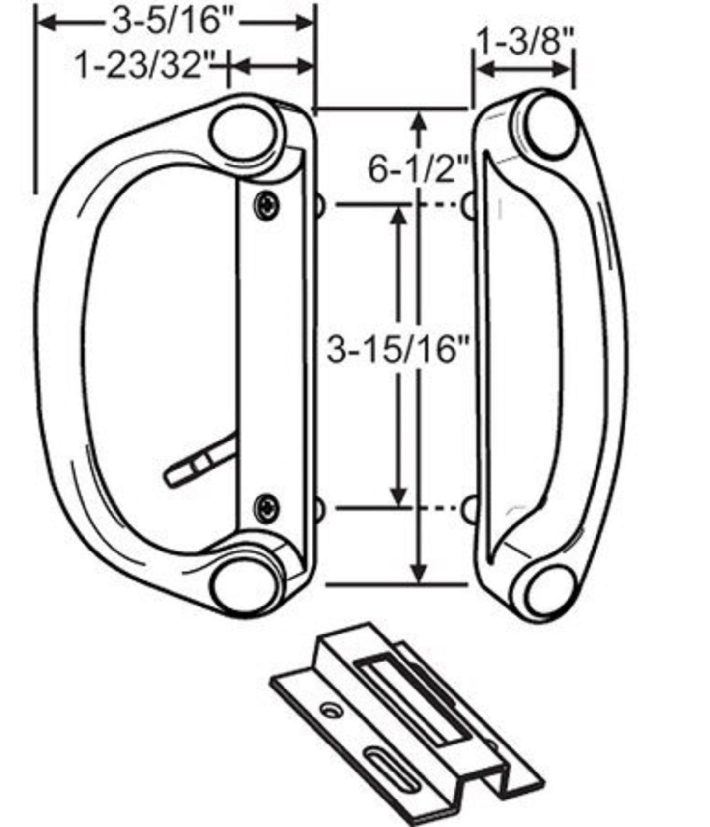 White Siding Patio Door Handle Kit | Handle Replacement for Sliding Glass Door Repair | Sliding Door Handle Kit with Keeper, Latch, and Screws (DH-508) - Garage and Sliding Door Hardware