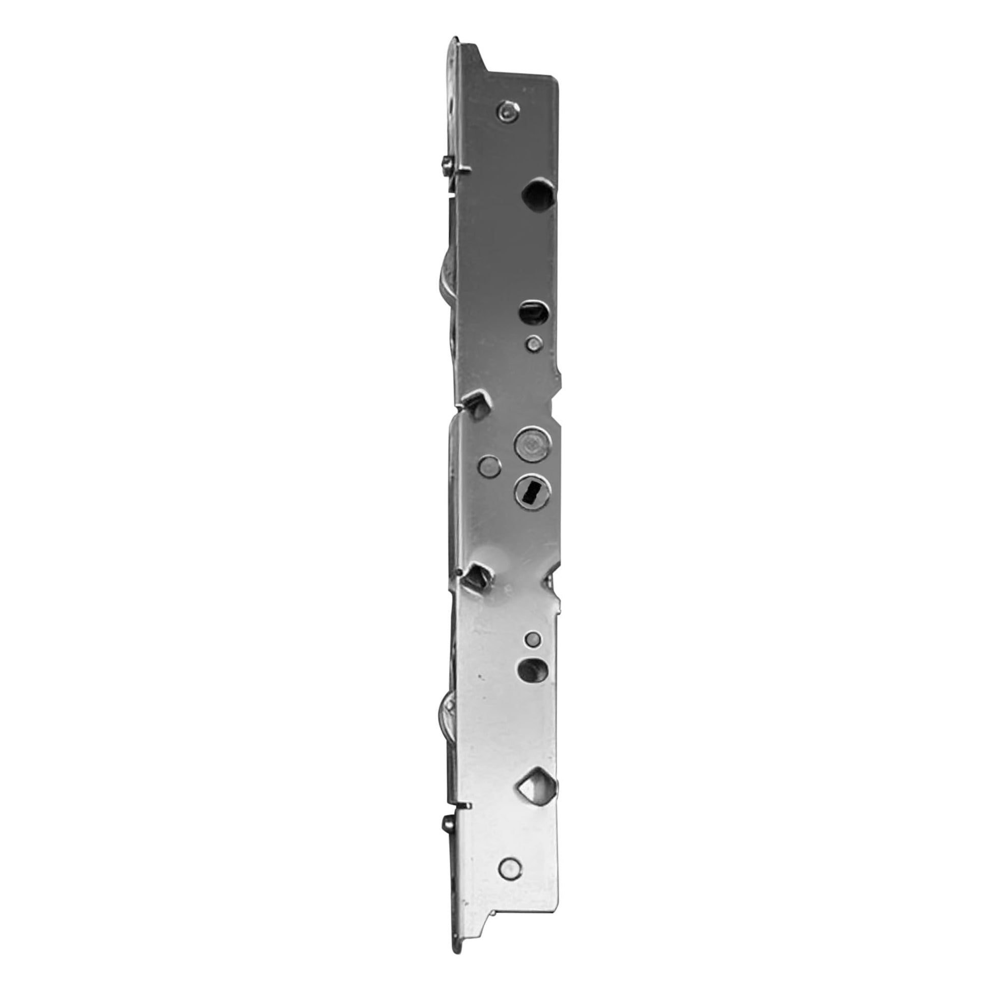 2-Point Sliding Door Outward Mortise Lock, Center Latch, No Faceplate 9-7/8" Hole Space - Stainless Steel - Garage and Sliding Door Hardware