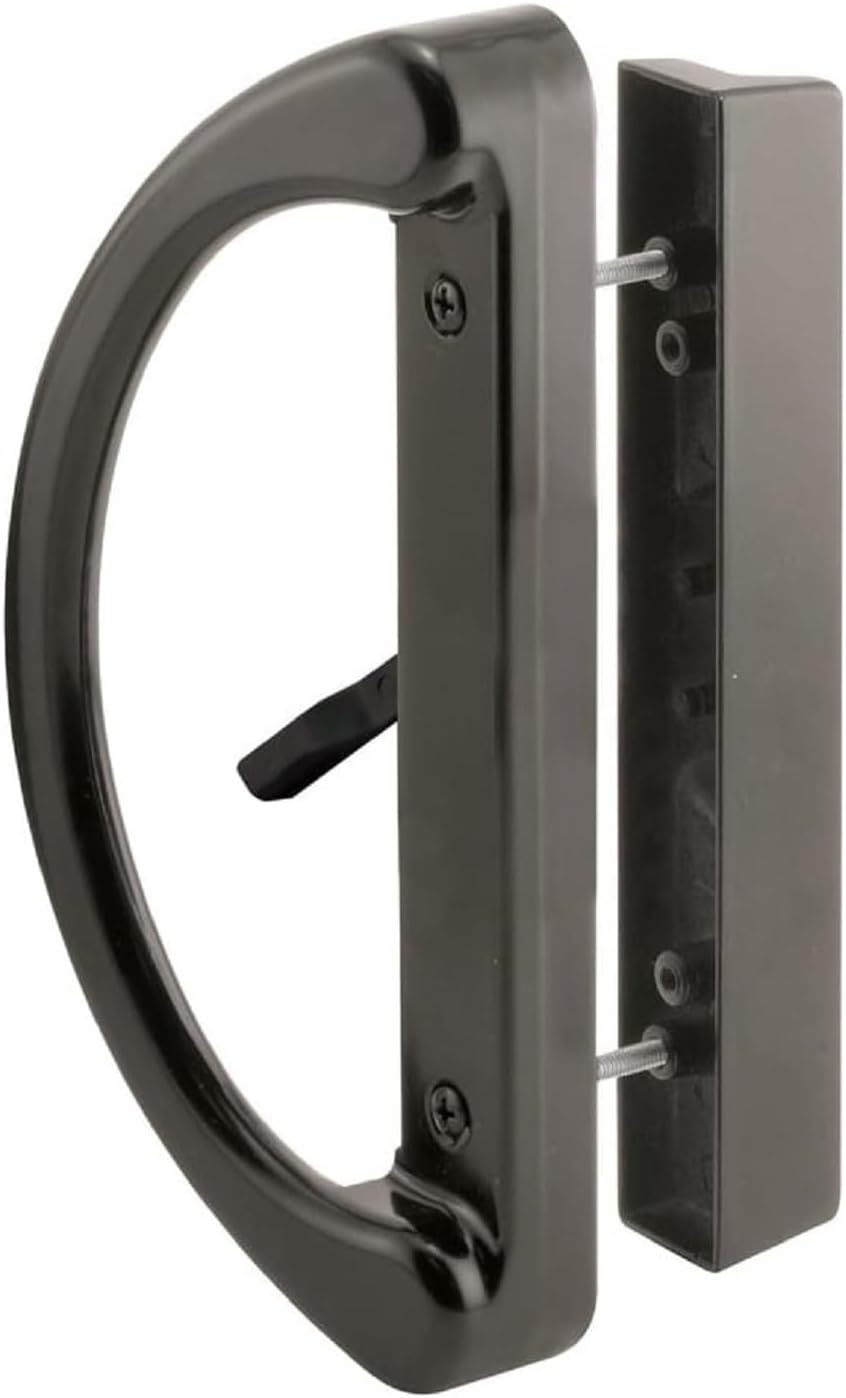 (DH-212-B) D-Grip with Lever Handle for Sliding Doors, 3-15/16" Hole Space- Black - Garage and Sliding Door Hardware