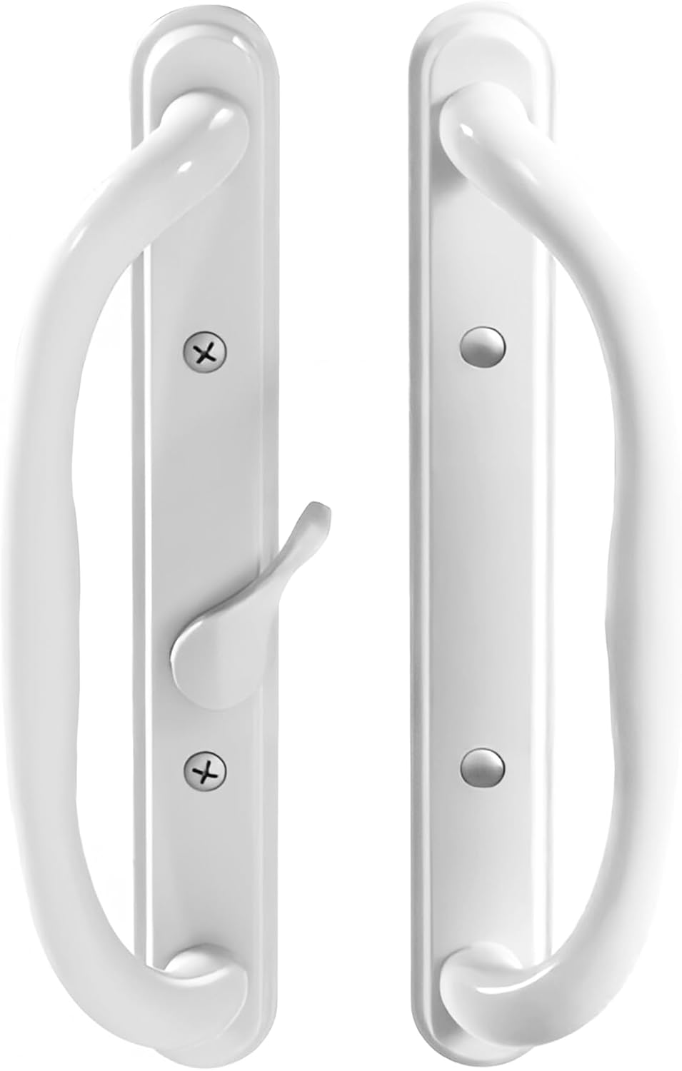 (DH-341-WHITE) Truth Sliding Door Handle Set, Off Set Latch, No Key, 3-15/16" Hole Space-White - Garage and Sliding Door Hardware