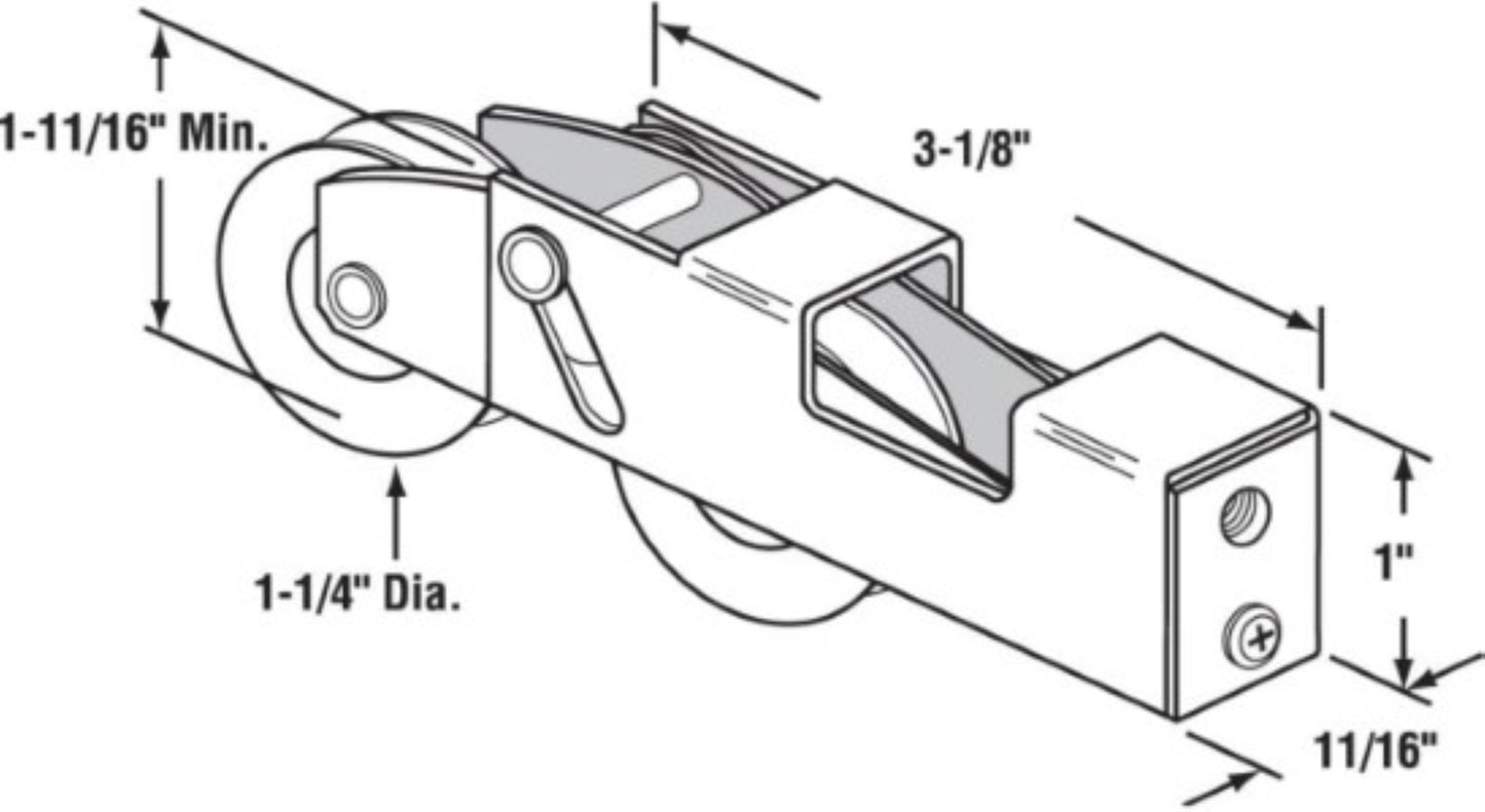 Delmar Roller Assembly for Sliding Door | Tandem Roller Replacement for Patio Glass Door Repair | 1 ¹/₄" Precision Bearing Wheels | Fix and Repair Sliding Door Roller Wheels (DR-266) - Garage and Sliding Door Hardware
