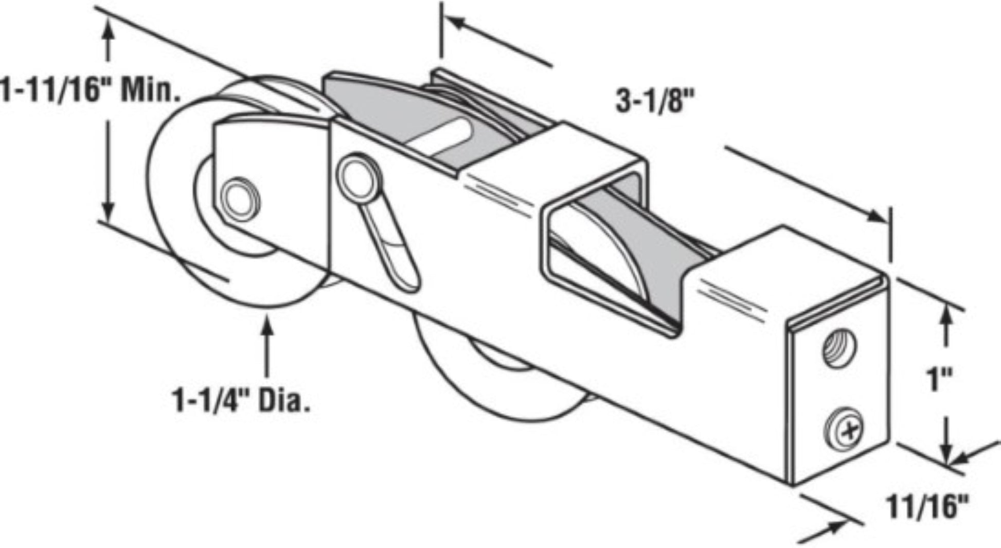 Delmar Roller Assembly for Sliding Door | Tandem Roller Replacement for Patio Glass Door Repair | 1 ¹/₄" Precision Bearing Wheels | Fix and Repair Sliding Door Roller Wheels (DR-266) - Garage and Sliding Door Hardware