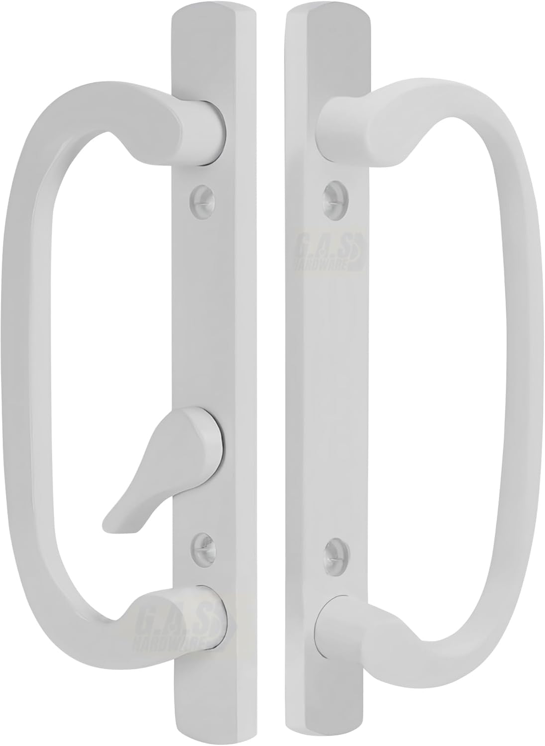 (DH-211-W) Legacy Handle Set for Sliding Doors, 3-15/16" Hole Space - White - OFF SET LATCH - Garage and Sliding Door Hardware