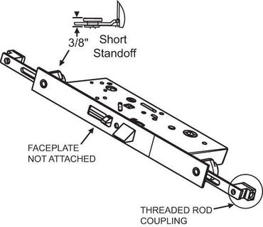 Ashland PGT Active Concealed Multi Point Door Mortise Lock 2-3/8IN Backset No Faceplate 5/16-18 Coupling Thread
 (DL-56-175)
