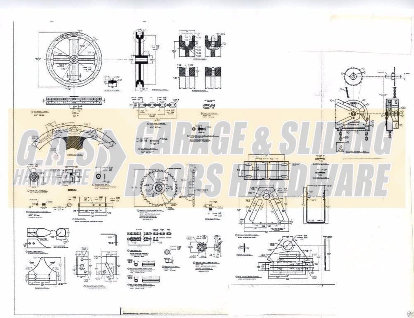 G.A.S Hardware Garage Door Chain Hoist Kit Model 2000R 4:1 Reduction Wall Mount (1 Inch Shaft) - Garage and Sliding Door Hardware
