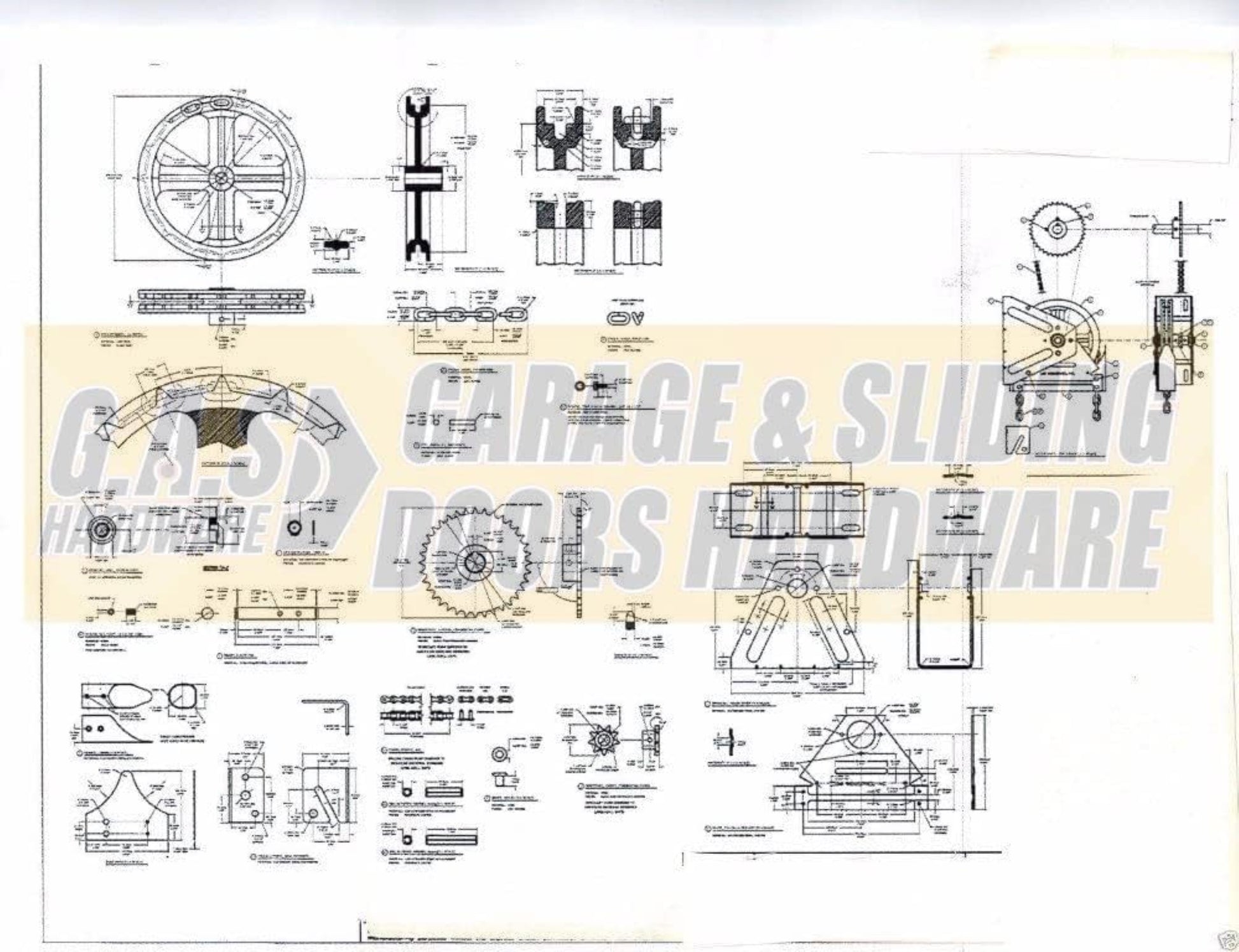 G.A.S Hardware Garage Door Chain Hoist Kit Model 2000R 4:1 Reduction Wall Mount (1 Inch Shaft) - Garage and Sliding Door Hardware