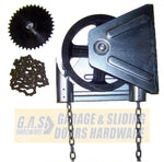 G.A.S Hardware Garage Door Chain Hoist Kit Model 2000R 4:1 Reduction Wall Mount (1.25 Inch Shaft) | Chain Hoist Replacement for Garage Door Repair | Garage Chain Replacement Set