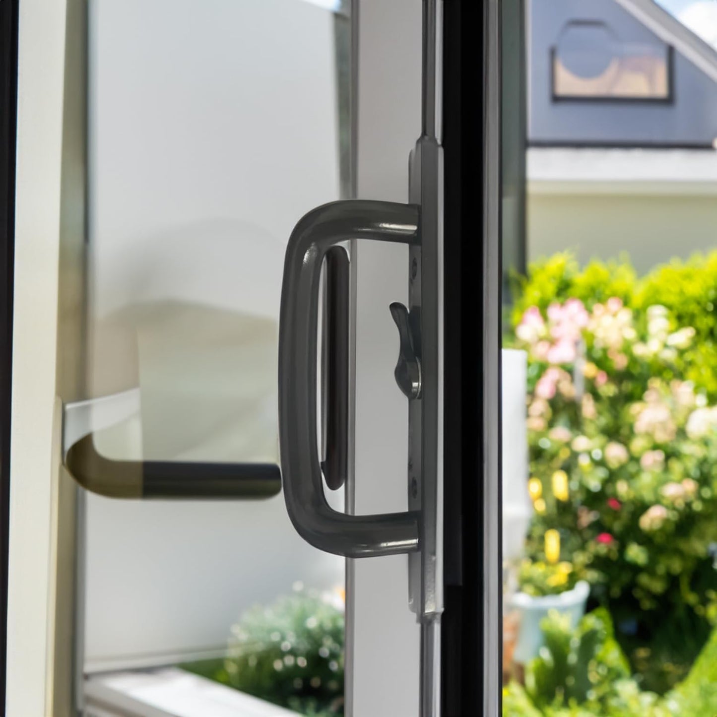 (DH-204-C-B) Windor Handle for Sliding Door, 3-15/16" Hole Space - Center Latch, Bronze - Garage and Sliding Door Hardware