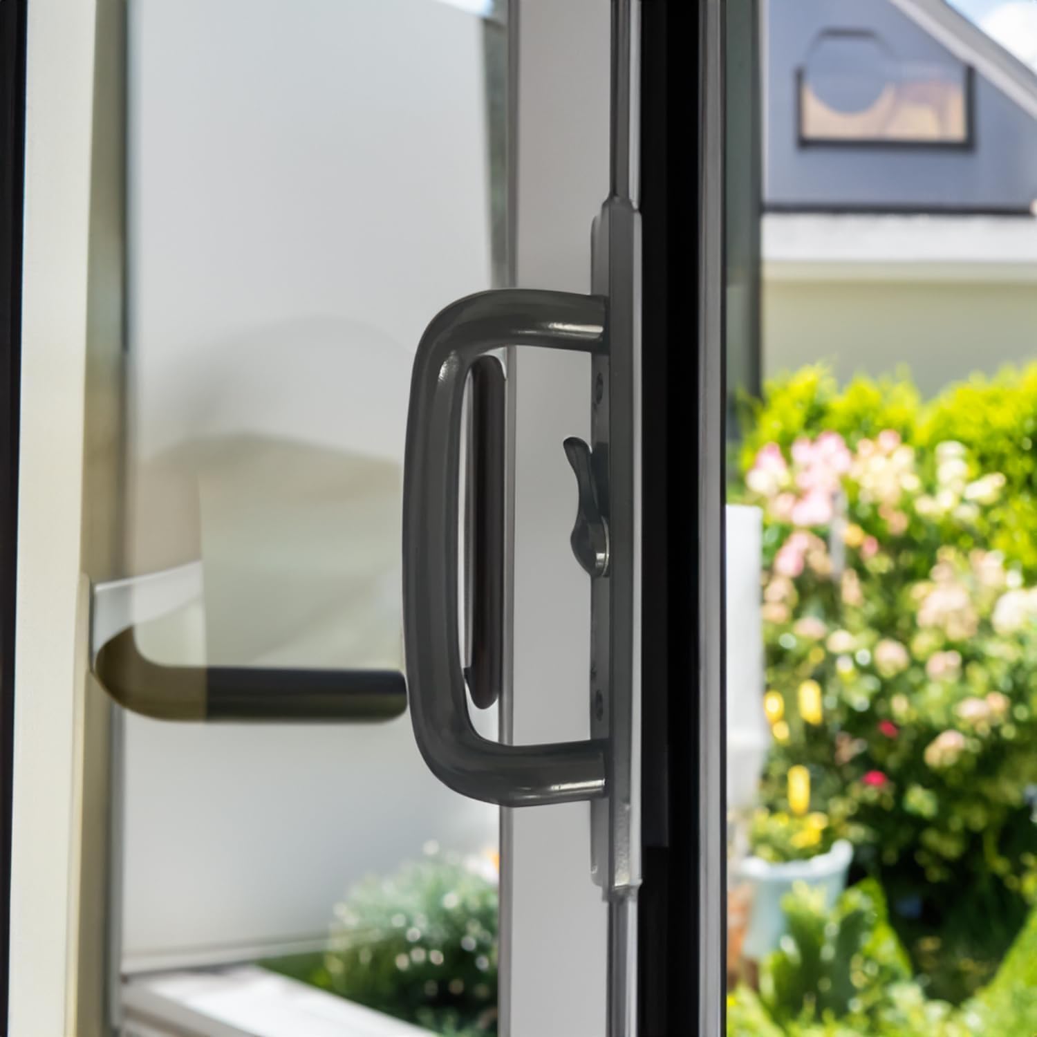 (DH-204-C-B) Windor Handle for Sliding Door, 3-15/16" Hole Space - Center Latch, Bronze - Garage and Sliding Door Hardware