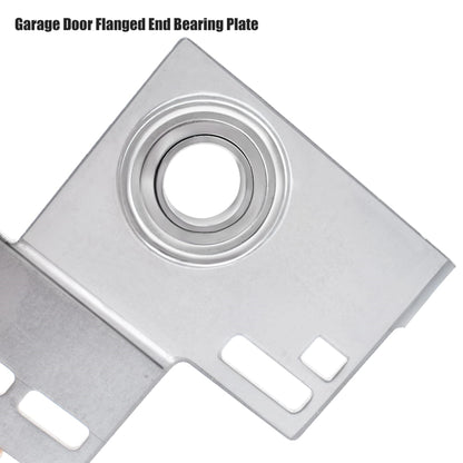 Garage Door End Bearing Flange Plates Bracket Pair Set | Brackets for 7 or 8 Feet Garage Door | Residential Brackets with Bearing - 3 3/8 Inch - 1 PAIR - Garage and Sliding Door Hardware