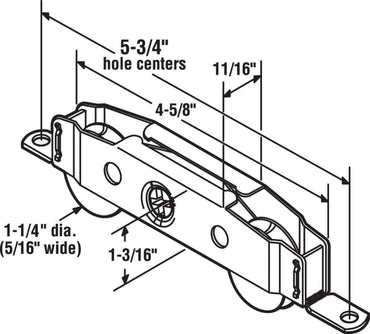 P.E. Roller for Sliding Glass Doors with Stainless Steel Wheel - Load Capacity 350 LBS - Garage and Sliding Door Hardware
