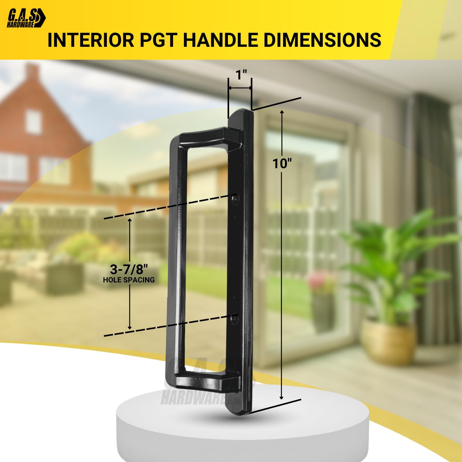 PGT 10" Black Sliding Door Handle Set w/ 3-7/8" Hole Spacing - Garage and Sliding Door Hardware