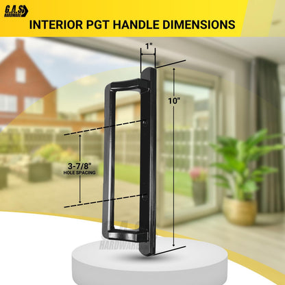 PGT 10" Black Sliding Door Handle Set w/ 3-7/8" Hole Spacing - Garage and Sliding Door Hardware
