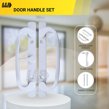(DH-211-W) Legacy Handle Set for Sliding Doors, 3-15/16" Hole Space- WHITE - CENTER LATCH - Garage and Sliding Door Hardware
