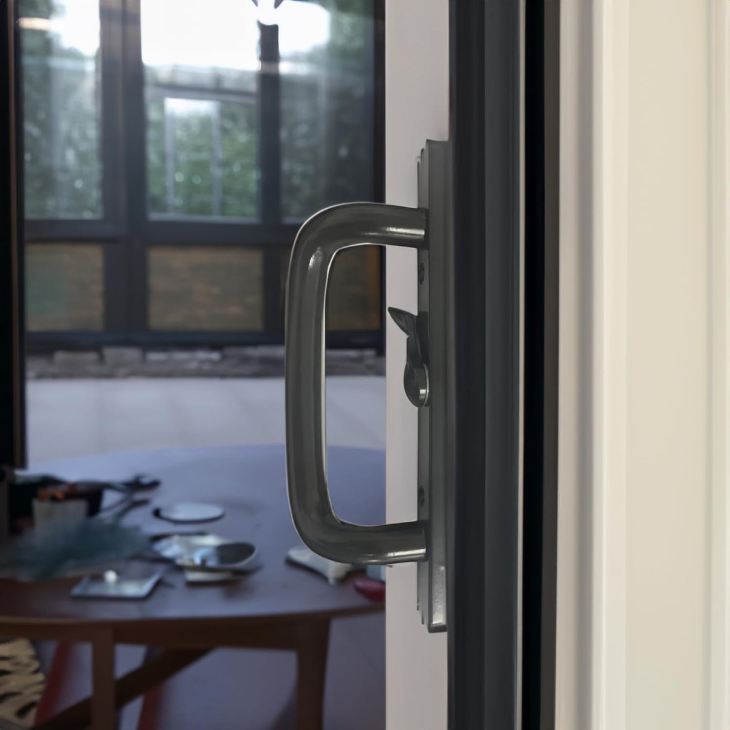 (DH-204-C-B) Windor Handle for Sliding Door, 3-15/16" Hole Space - Center Latch, Bronze - Garage and Sliding Door Hardware