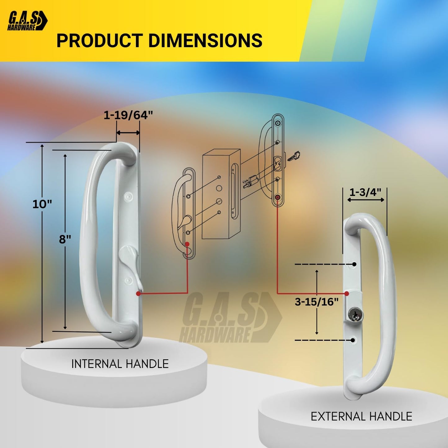 DH-341 Truth Sliding Patio Door Handle Set, 3-15/16" Hole Spacing, Offset Latch w/ Key - Garage and Sliding Door Hardware