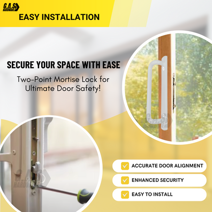 Amesbury Truth Dual Point 9-15/16" Mortise Lock (No FacePlate) with Anti-Slam Pin for Sliding Patio Glass Door Locking Mechanism Replacement- Alloy Steel - Garage and Sliding Door Hardware