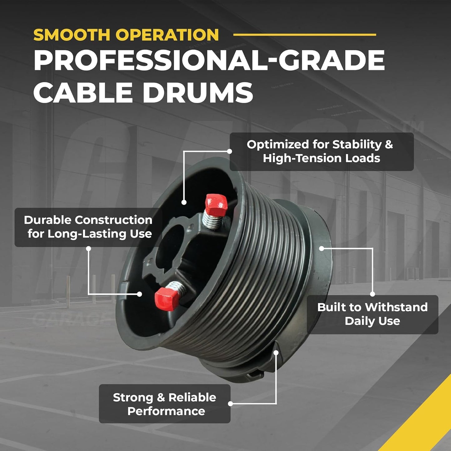 Black Series - Cable Drums for Garage Doors up to 12' Door, Large Lift - Garage and Sliding Door Hardware