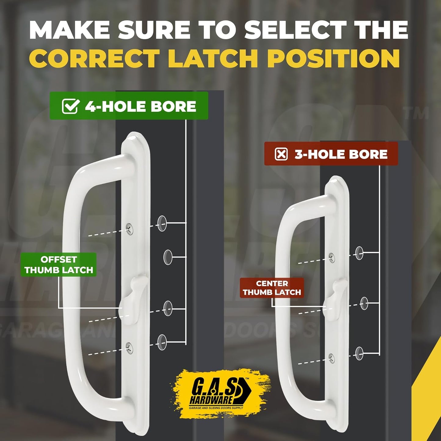 (DH-341-WHITE) Truth Sliding Door Handle Set, Off Set Latch, No Key, 3-15/16" Hole Space-White - Garage and Sliding Door Hardware