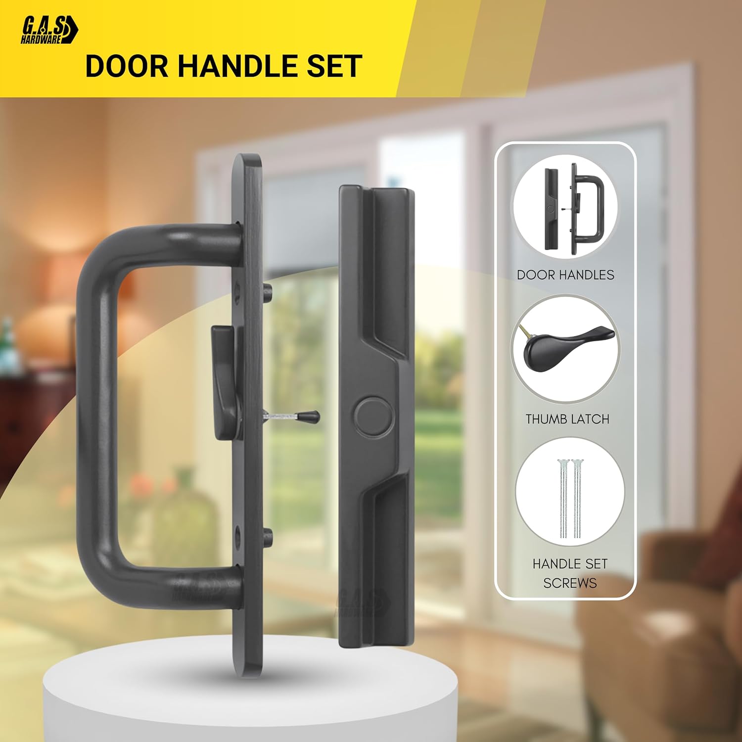 (DH-204-C-B) Windor Handle for Sliding Door, 3-15/16" Hole Space - Center Latch, Bronze - Garage and Sliding Door Hardware