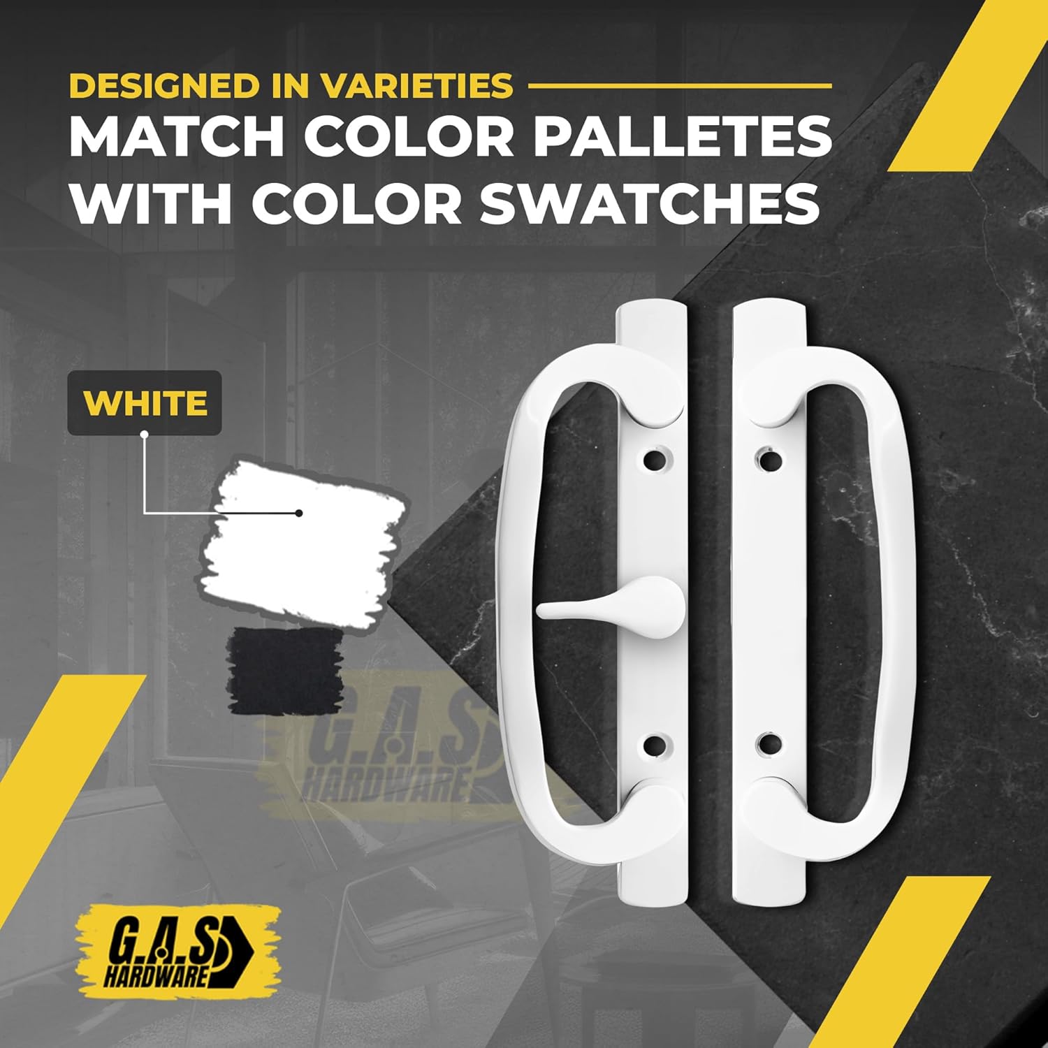 (DH-211-W) Legacy Handle Set for Sliding Doors, 3-15/16" Hole Space- WHITE - CENTER LATCH - Garage and Sliding Door Hardware