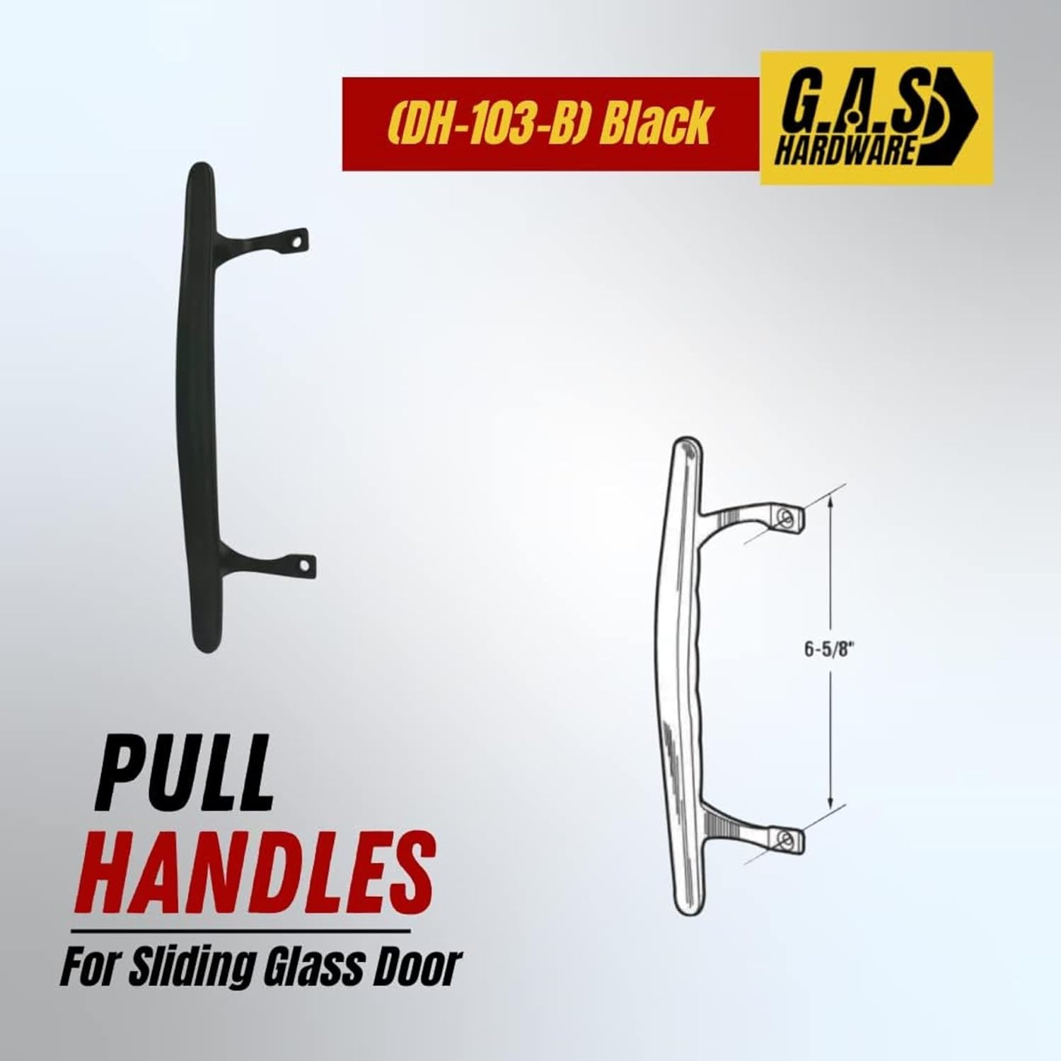 (DH-103-B) Standard Pull Handle for Sliding Doors, 6-5/8" Hole Space - Black - Garage and Sliding Door Hardware
