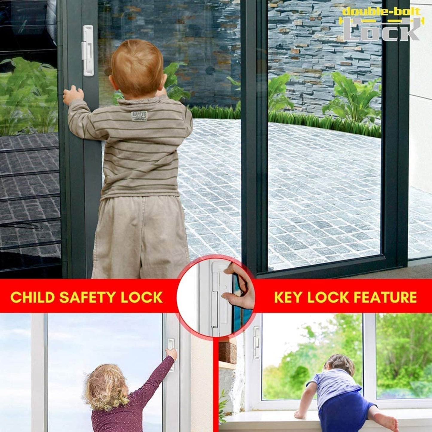 CAL - Double Bolt Lock - Sliding Glass Door Lock - Garage and Sliding Door Hardware