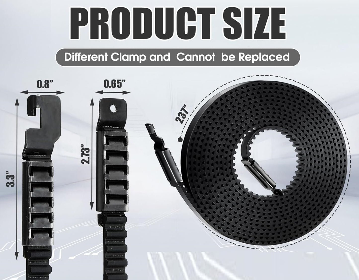 Garage Door 41A5250 Belt, 237" Drive Belt for 7ft Height Garage Door, Garage Door Openers Belt, 041A5250 Belt Compatible with Chamberlain Liftmaster Sentex Whisperdoor Garage Door Openers - Garage and Sliding Door Hardware