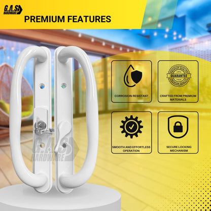 DH-341 Truth Sliding Patio Door Handle Set, 3-15/16" Hole Spacing, Offset Latch w/ Key - Garage and Sliding Door Hardware