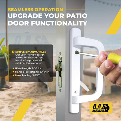 (DH-210-W) PGT Handle Replacement for Sliding Door, 3-15/16" Hole Space- White - Garage and Sliding Door Hardware