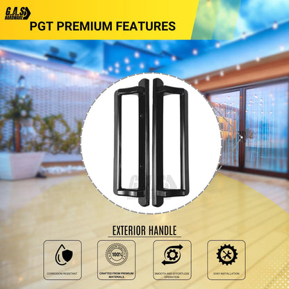 PGT 10" Black Sliding Door Handle Set w/ 3-7/8" Hole Spacing - Garage and Sliding Door Hardware