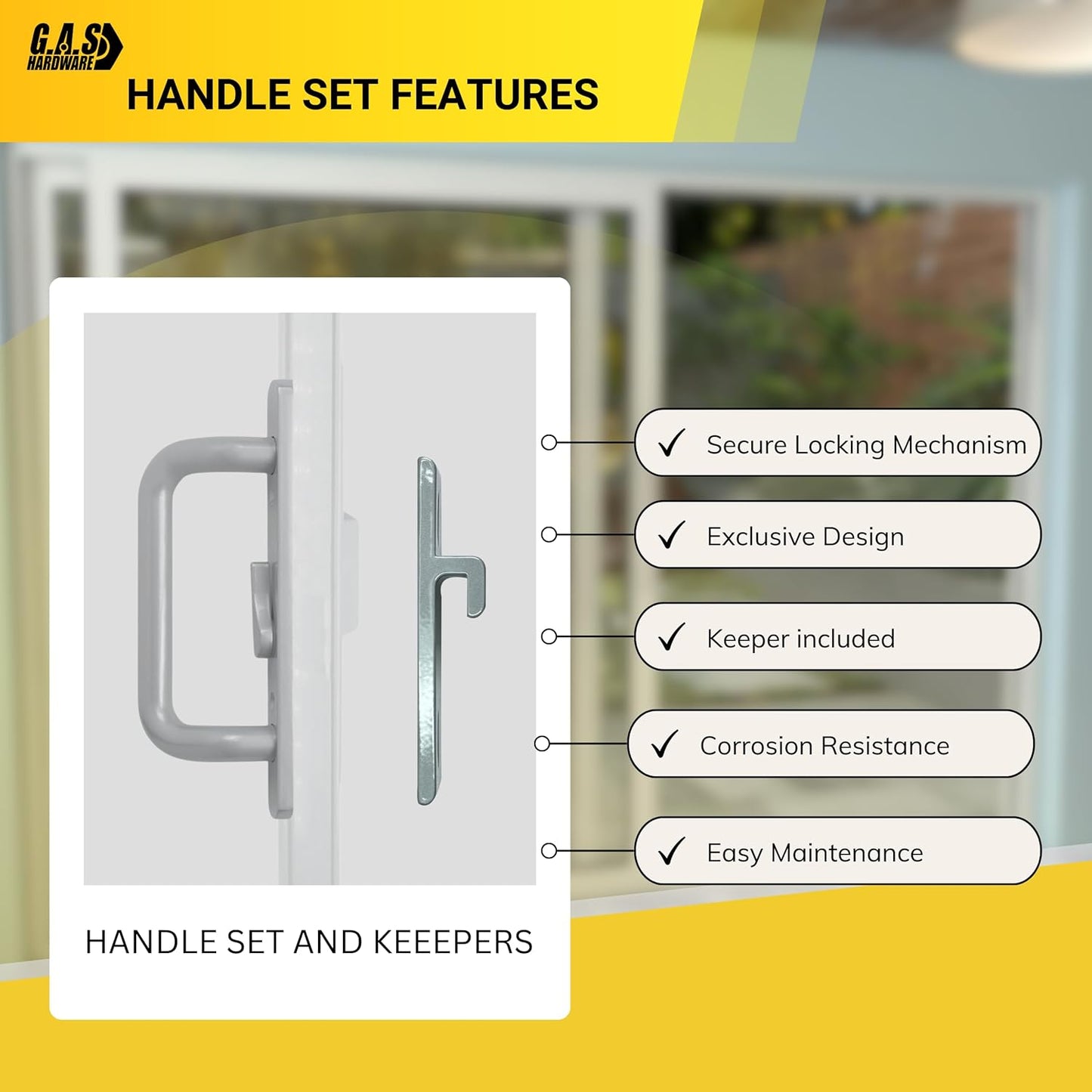 (DH-204-S) Windor Handle for Sliding Door - Offset Latch, Grey - Garage and Sliding Door Hardware