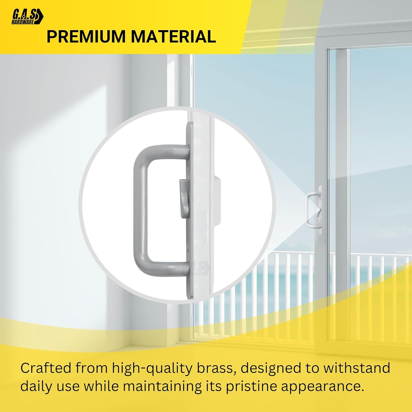 (DH-204-C-S) Windor Handle for Sliding Door, 3-15/16" Hole Space - Center Latch, Grey - Garage and Sliding Door Hardware