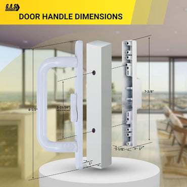 (DH-204-W) Windor Handle for Sliding Door, 3-15/16" Hole Space - Offset Latch, White - Garage and Sliding Door Hardware