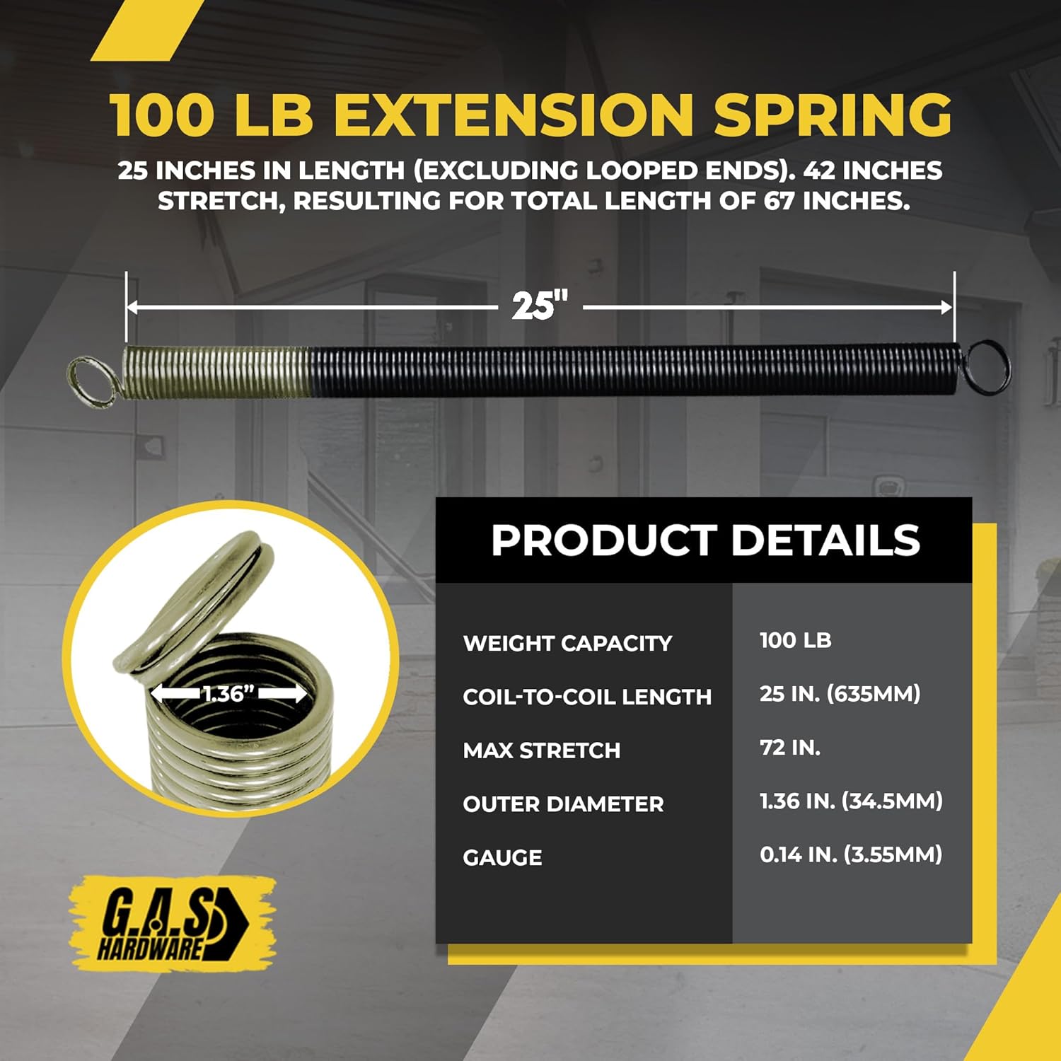 Garage Door Extension Springs For 100 lb. Door Weight - 25-42 Beige (Pair) - Garage and Sliding Door Hardware