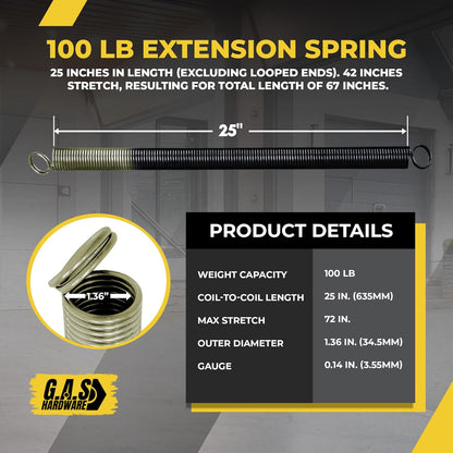 Garage Door Extension Springs For 100 lb. Door Weight - 25-42 Beige (Pair) - Garage and Sliding Door Hardware