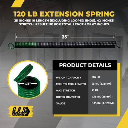 Garage Door Extension Springs For 120 lb. Door Weight - Green (Pair) - Garage and Sliding Door Hardware