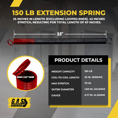 Garage Door Extension Springs For 150 lb. Door Weight (Pair) - Garage and Sliding Door Hardware