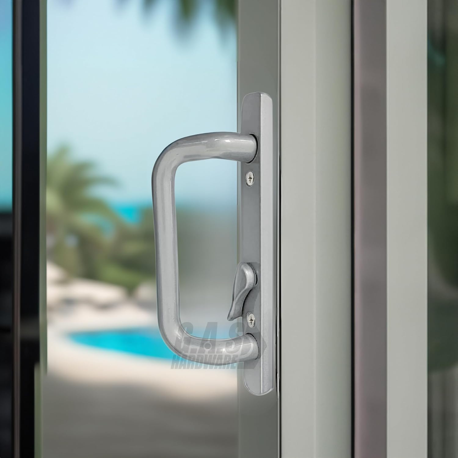 (DH-204-S) Windor Handle for Sliding Door - Offset Latch, Grey - Garage and Sliding Door Hardware