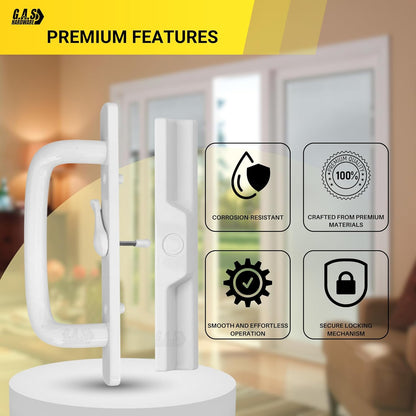 (DH-204-C-W) Windor Handle for Sliding Door - Center Latch, White - Garage and Sliding Door Hardware