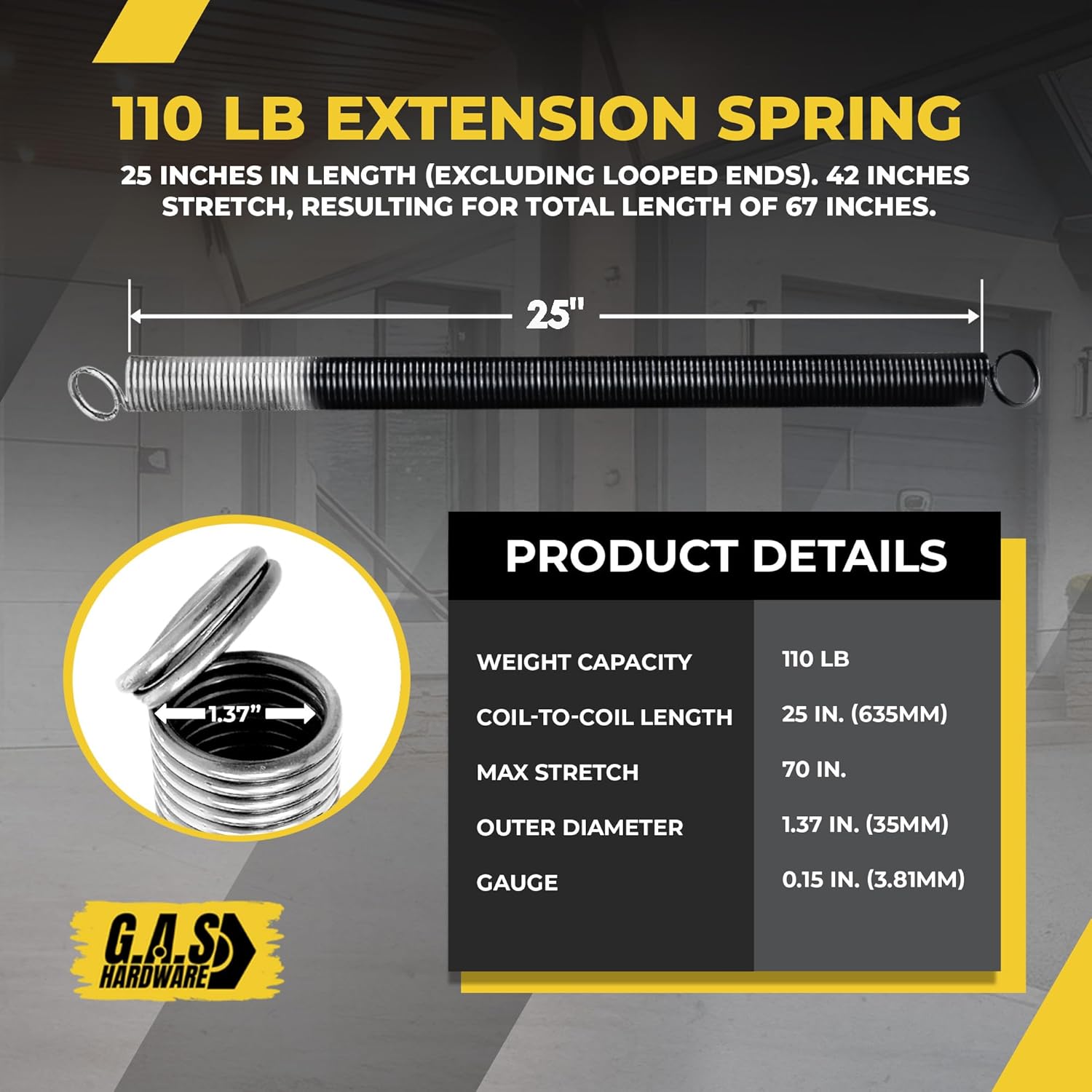 Garage Door Extension Springs For 110 lb. Door Weight - 25-42 White (Pair) - Garage and Sliding Door Hardware