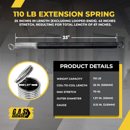 Garage Door Extension Springs For 110 lb. Door Weight - 25-42 White (Pair) - Garage and Sliding Door Hardware